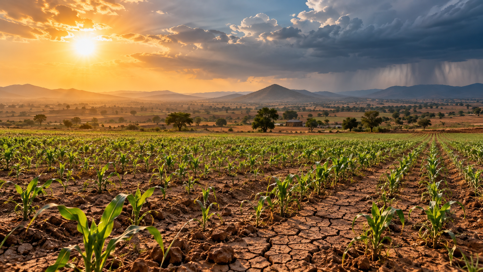 Dryland crops beneath changing weather