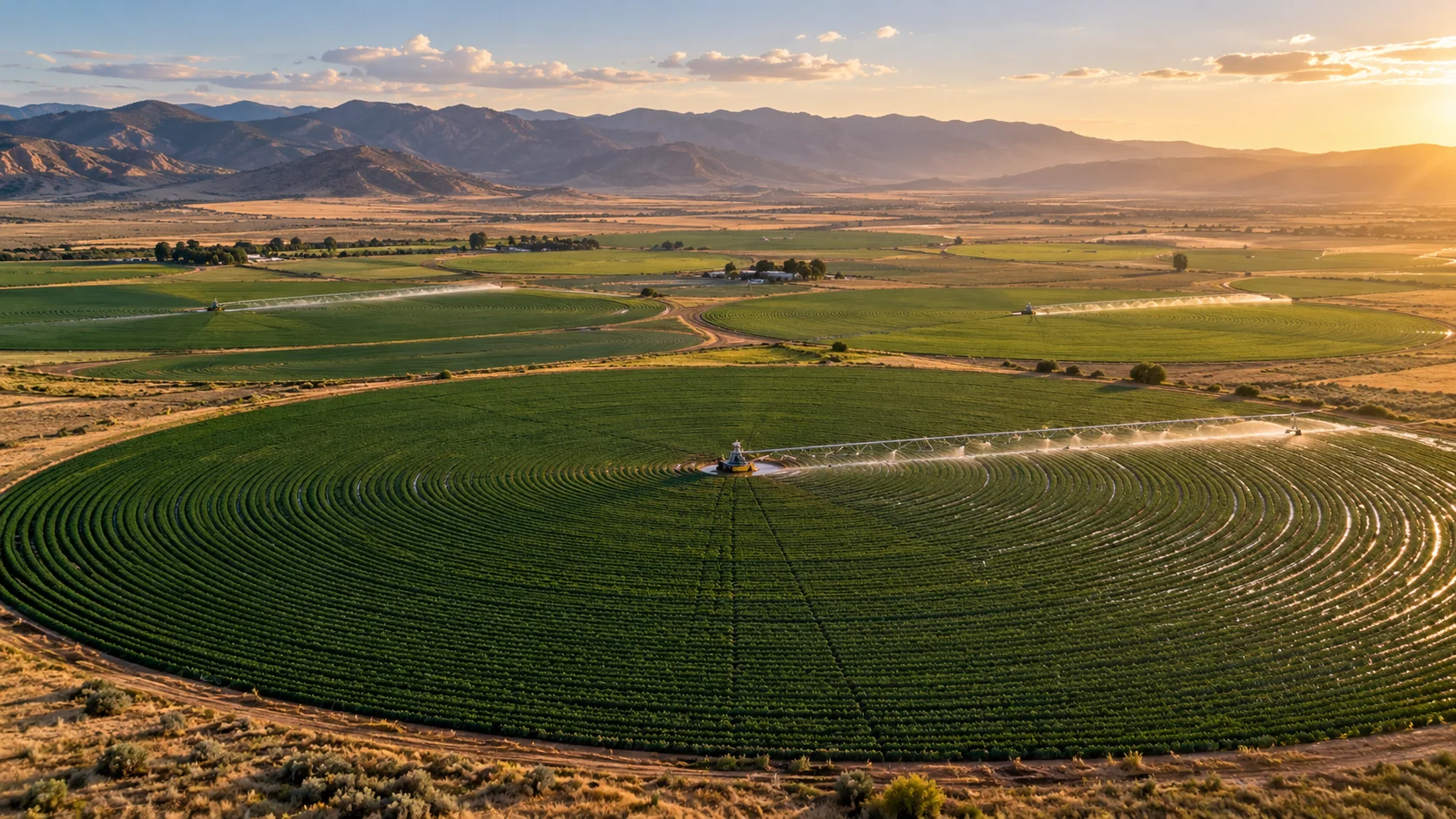 Drip-irrigated date palm and citrus orchard in the UAE