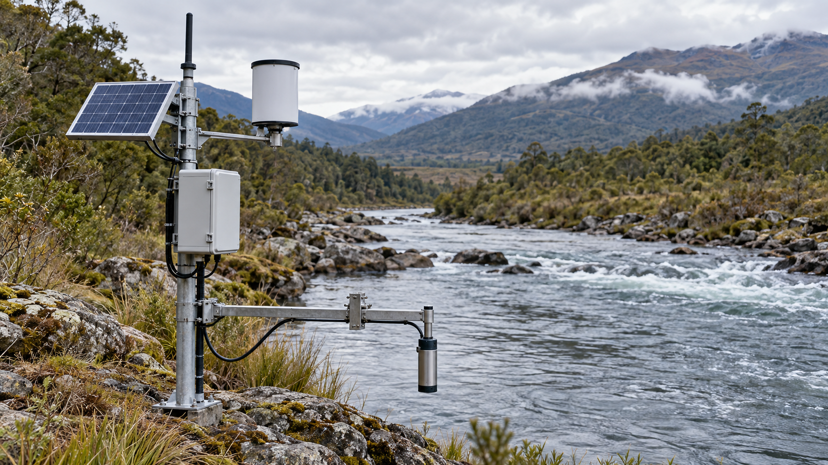 Remote river telemetry, water-level sensor, and weatherproof data logger